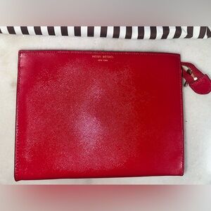 Henri Bendel Vibrant Red Leather Pouch Brand New